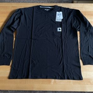 NWT Carhartt WIP Women's Medium Long Sleeve Pocket T-Shirt, Black / Grey Heather